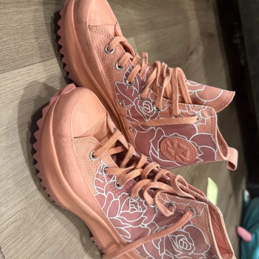 Converse Pink Floral High-Top Sneakers